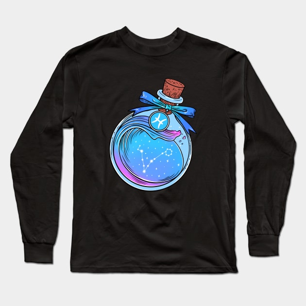 Zodiac Potion. Pisces Long Sleeve T-Shirt by OccultOmaStore